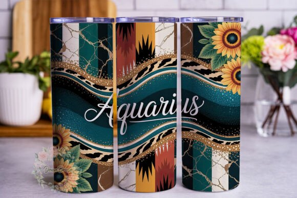 Aquarius Zodiac Glitter Tumbler Wraps Graphics Review