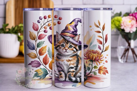 Autumn Kitten Witch Tumbler Wraps & Graphics Review