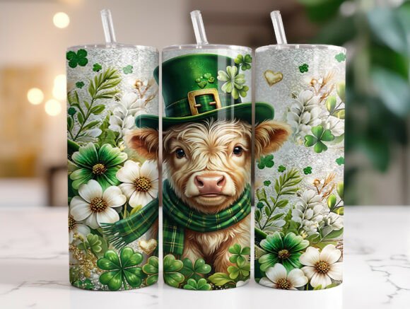 Baby Highland Cow St Patrick's Tumbler Graphics