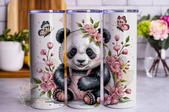 Baby Panda Floral 20oz Tumbler Wrap: Graphics & Tumbler Wraps for Crafters