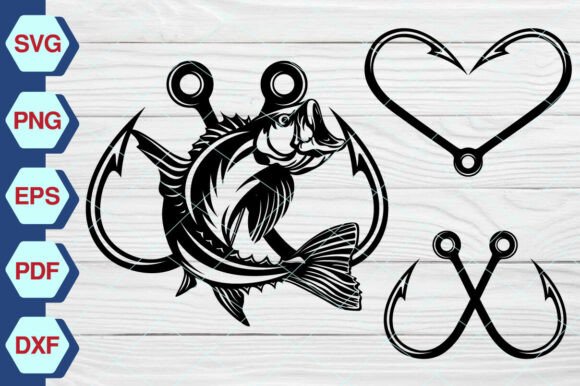 Bass Fishing SVG, Fishing Hook SVG-EP312