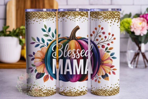 Blessed Mama Pumpkin Tumbler Wrap PNG