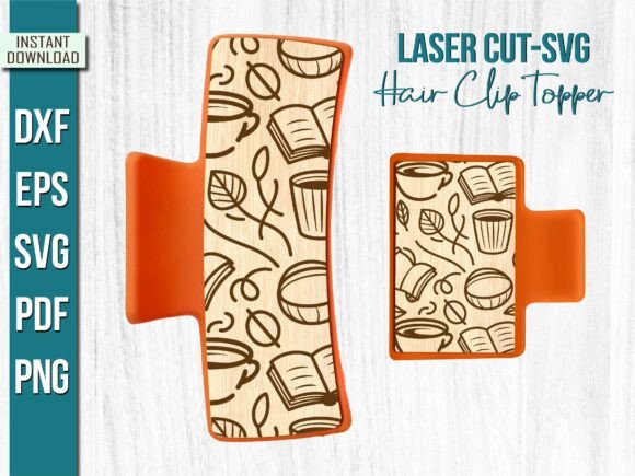 Books Coffee Cup Leaf Hair Clip Topper: Graphics & Laser Engraving Review