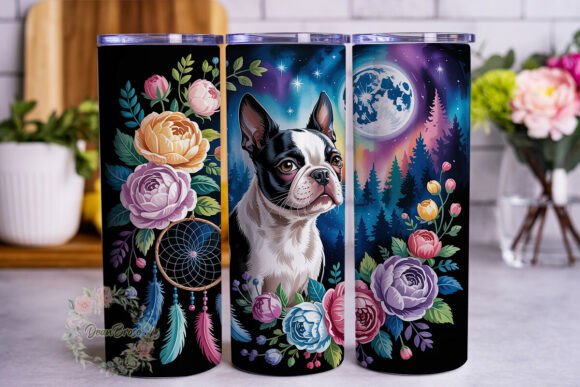 Boston Terrier Dreamcatcher 20oz Wrap Graphics