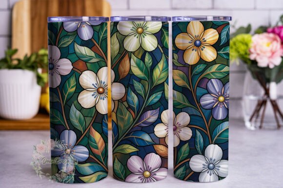 Botanical Stained Glass Tumbler Wraps & Graphics