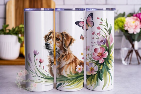 Dachshund Watercolor Floral 20oz Tumbler Graphics