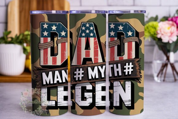 Dad Camo Flag Tumbler Wrap PNG