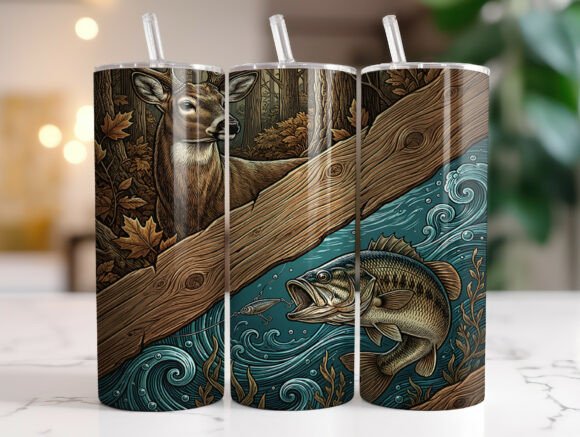 Deer Bass Tumbler Wrap Graphics
