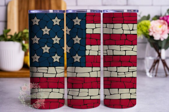 Distressed Flag Stained Glass Tumbler