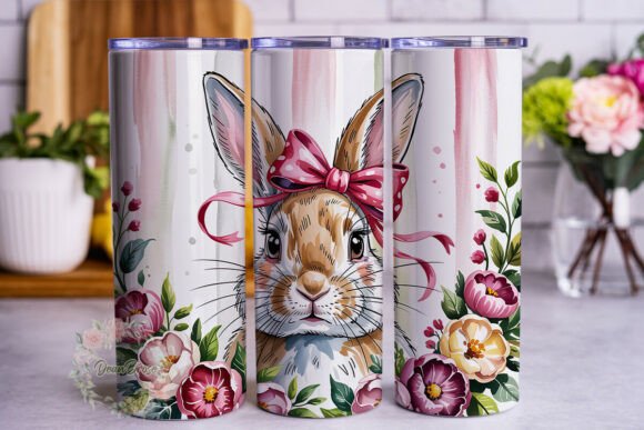 Easter Bunny Floral Garden 20oz Tumbler Graphics & Tumbler Wraps