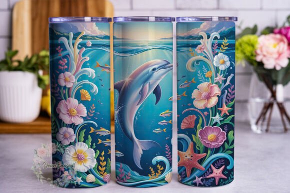 Enchanted Ocean Dolphin Tumbler Wraps Graphics