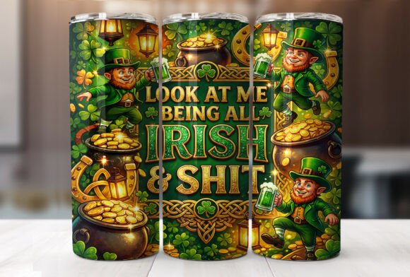 Funny St Patricks Day Tumbler Wrap PNG