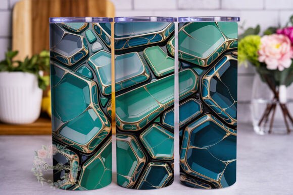 Gold Teal Abstract Stone 20oz Wrap Graphics
