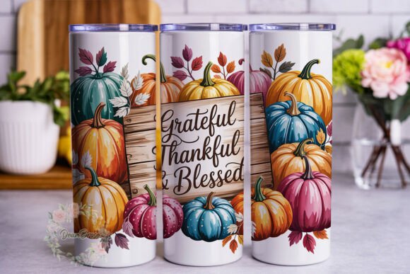 Grateful Thankful Pumpkins Tumbler Wraps Graphics Review