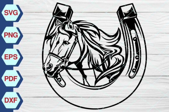 Horse Head with Horseshoe SVG - EP346