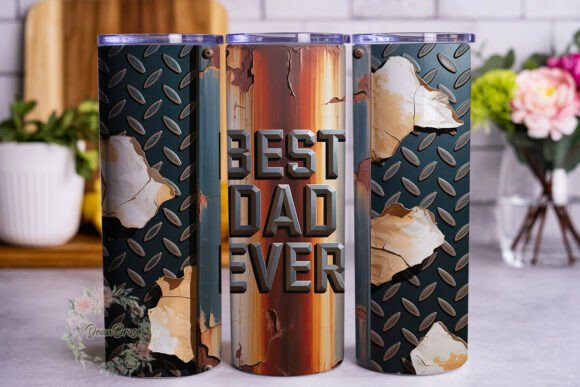 Industrial BEST DAD EVER 20oz Wrap: Graphics for Tumbler Wraps