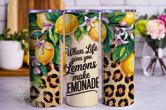 Lemonade Glitter Leopard 20oz Wrap: Graphics for Tumbler Wraps