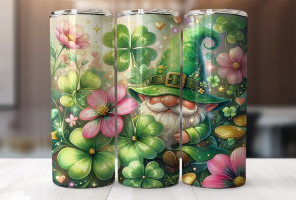 Lucky Gnome Shamrock Tumbler Wrap Design