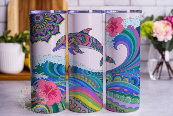 Mandala Dolphin Hibiscus 20oz Tumbler Wr Graphics
