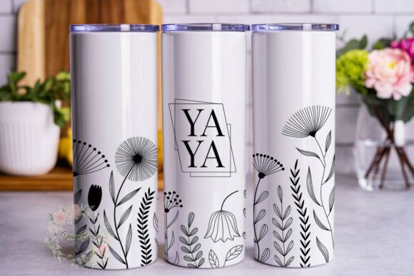 Modern Line Art YAYA Tumbler Wrap PNG