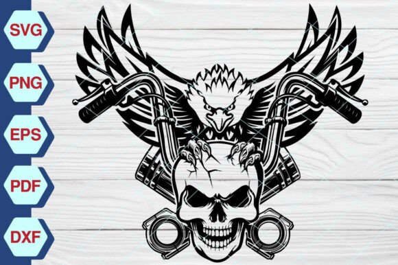 Motorcycle Skull SVG, Eagle Biker -EP306
