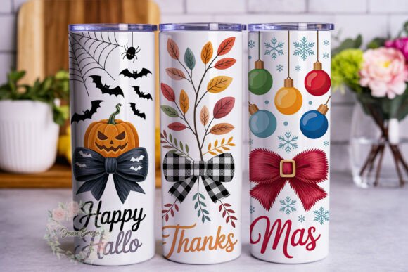 Seasonal Holiday Wrap 20oz Skinny Tumble Graphics