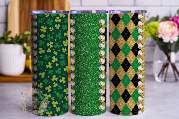 Shamrock Argyle Glitter Tumbler Graphics & Wraps
