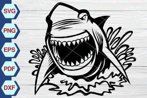 Shark in the Ocean SVG: Graphics & Illustrations for Crafters