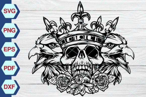 Skull King with Eagle SVG EP-324: Graphics for Bold Branding