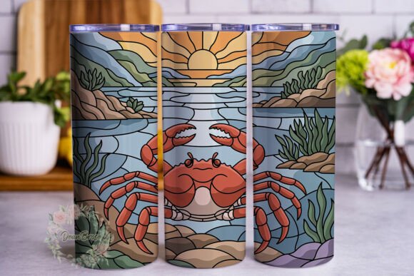 Stained Glass Crab Ocean 20oz Wrap Graphics