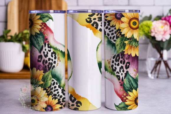 Sunflower Leopard Print 20oz Wrap Graphics