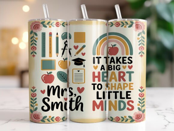 Teacher Floral Tumbler Wrap Sublimation
