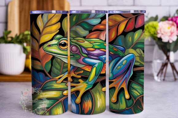 Vibrant Stained Glass Frog Tumbler Wrap Graphics Review