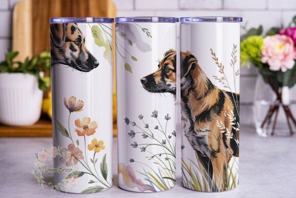 Watercolor Brindle Dog Tumbler Wrap Graphics