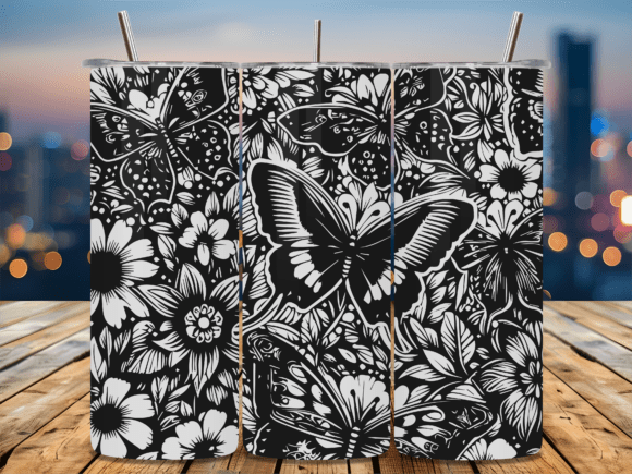 Wildflower Butterfly Tumbler Wrap Graphics & Crafts